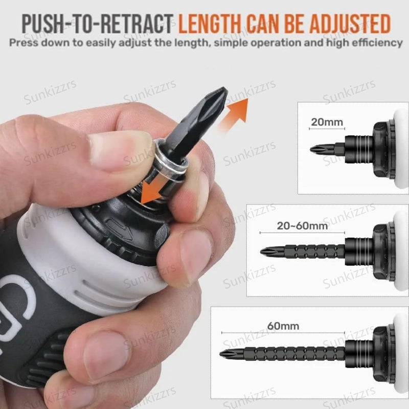 Sunkizzrs 34 in 1 Ratchet Screwdriver SemiAutomatic Ratchet Telescopic Screw Driver Screwdriver Set Ratchet Combination Professional Multi Functional Tool Kit With MagnetizerDemagnetizer - Image 5