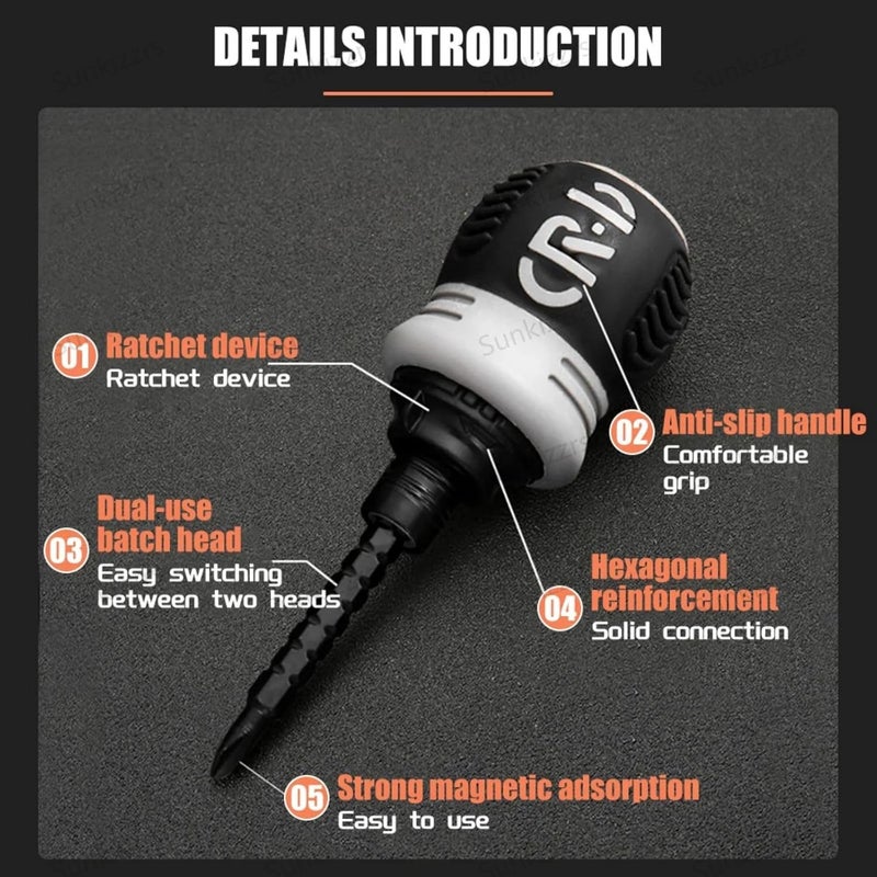Sunkizzrs 34 in 1 Ratchet Screwdriver SemiAutomatic Ratchet Telescopic Screw Driver Screwdriver Set Ratchet Combination Professional Multi Functional Tool Kit With MagnetizerDemagnetizer - Image 3