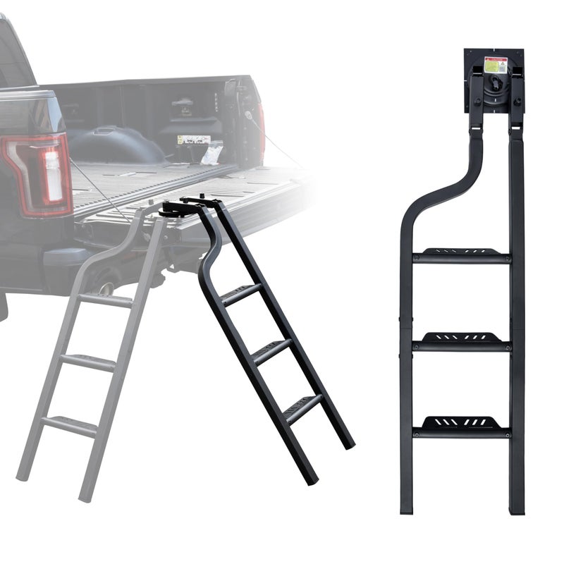 KEWISAUTO Foldable Pickup Truck Tailgate Ladder 42 Heavy Duty Universal Folding 360Rotatable Tailgate Step Ladder for Ford F150 Dodge RAM 1500 etc Pickup Truck Accessories