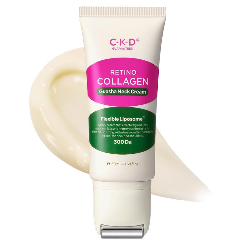 CKD Gua Sha Neck Cream  Retinol Collagen Firming Cream for Neck and Jawline Lifting Tightening and Wrinkle Reduction with Massage Roller Korean Skin Care169 fl oz
