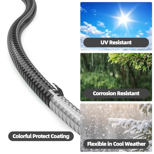 SPECILITE 50ft 304 Stainless Steel Garden Hose Metal, Heavy Duty Water Pipe with Nozzles for Yard, Outdoor - Flexible, Never Kink & Tangle, Puncture Resistant (Black) - Image 2