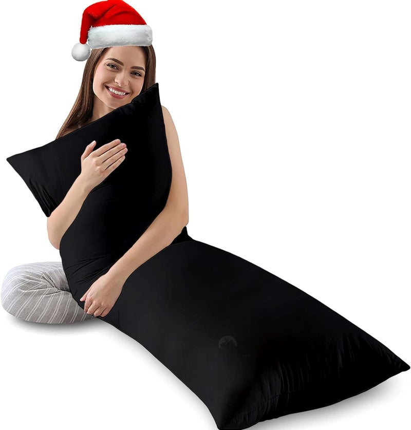 Filbert Filbert Ultra Soft Microfiber Body Pillow Long Large Pillows for Use During Pregnancy Side Sleeper Cover Insert 20 x 54 Inches Pack of 1 Black  - Image 1