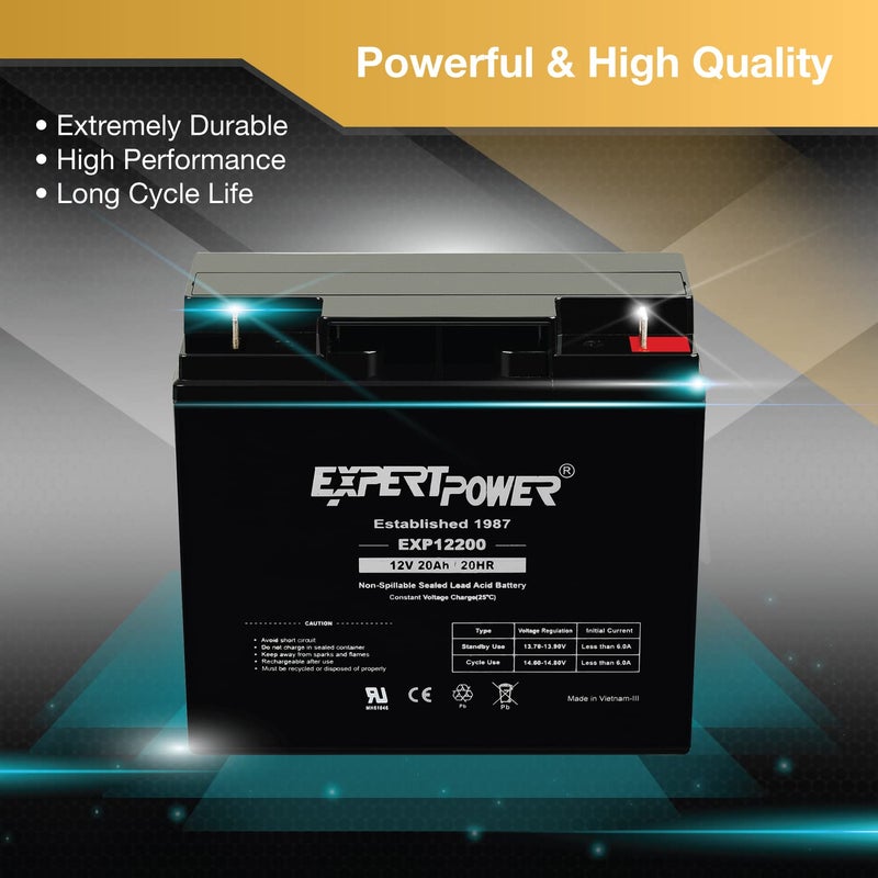 ExpertPower 12 Volt 20 Ah EXP12200 Rechargeable SLA Battery - Image 4