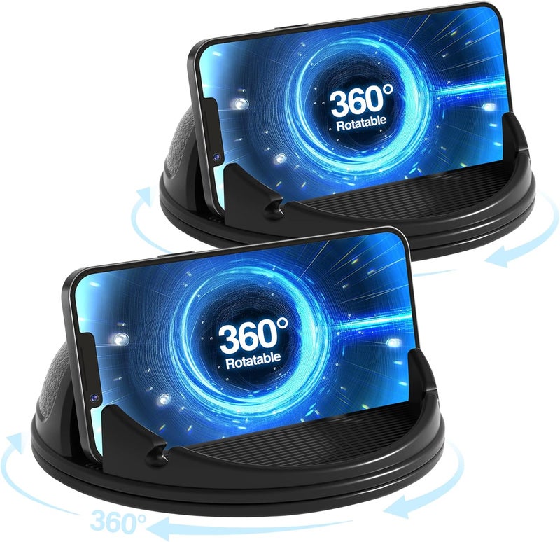 Loncaster 2 Pack Car Phone Holder Mount, [Horizontal 360° Rotatable] Silicone Phone Mount for Car Dashboard, Hands Free Cell Phone Holder Compatible with iPhone 16 15 14 13 12 Pro Max - Image 1