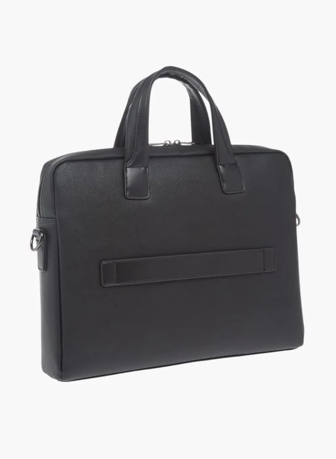 دوتشيني Mens Solid Laptop Bag With Handles And Adjustable Strap
