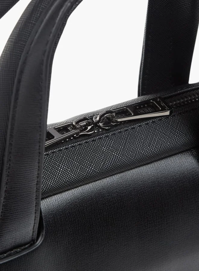 دوتشيني Mens Solid Laptop Bag With Handles And Adjustable Strap