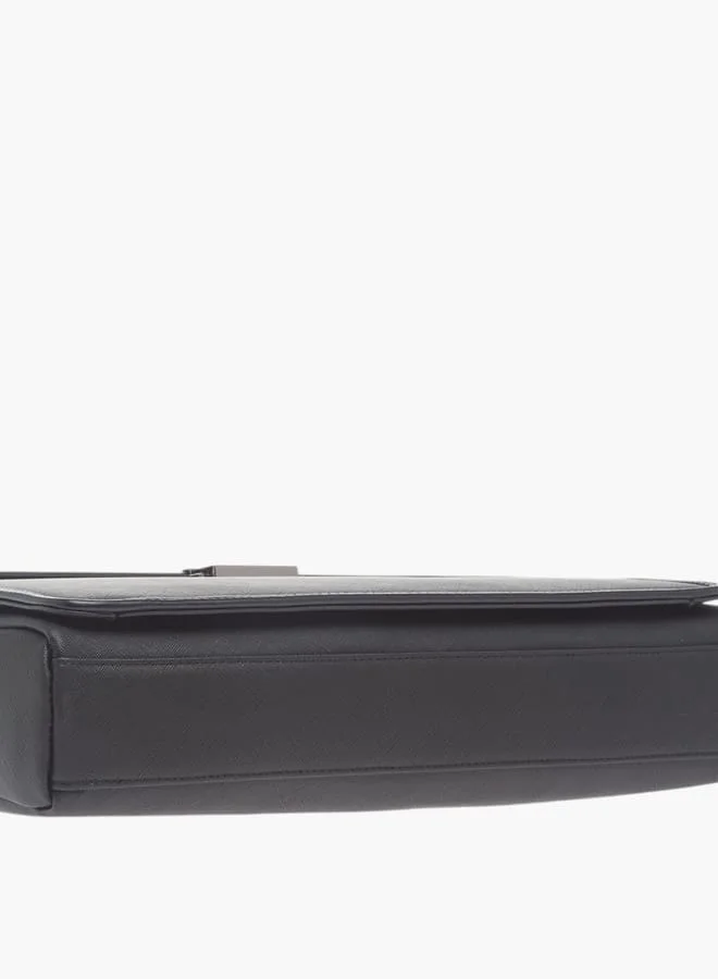 دوتشيني Mens Solid Laptop Bag With Handles And Adjustable Strap