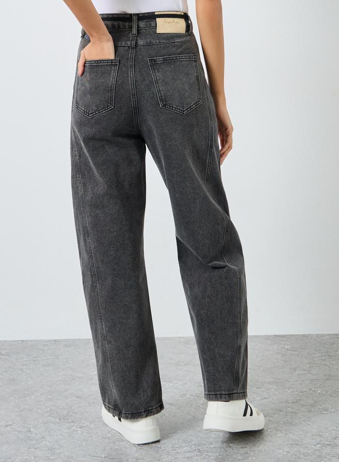 Styli High Rise Cut and Sew Panel Jeans - Image 4