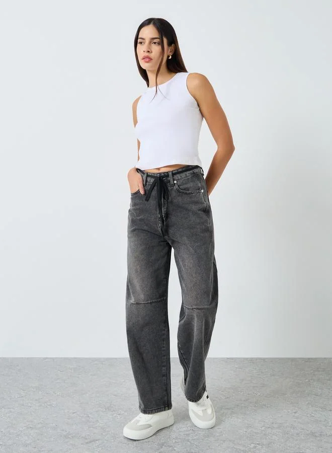 ستايلي Styli High Rise Cut and Sew Panel Jeans