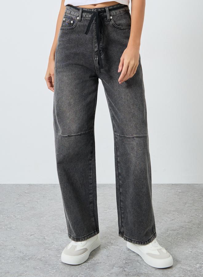 Styli High Rise Cut and Sew Panel Jeans - Image 2