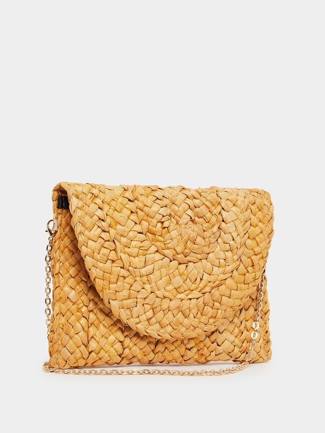 Styli Styli Weave Design Straw Clutch with Chain Strap  - Image 1