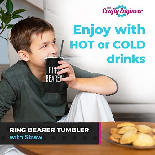 The Crafty Engineer Ring Bearer Tumbler with Straw - Unique Proposal Gift Boys - (Ring Bearer (Engraved)) - Image 4