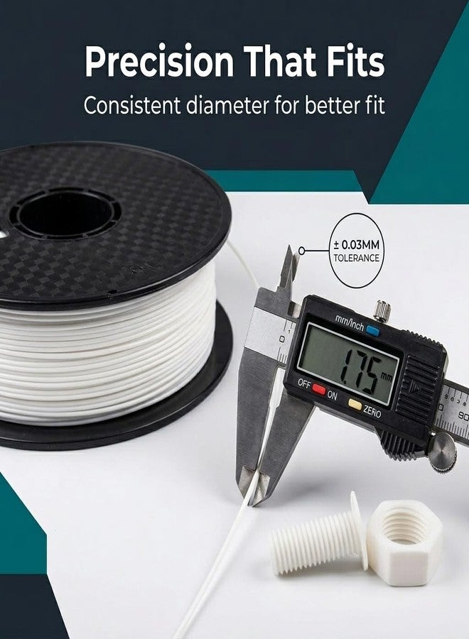 Tesseract Premium PETG 1.75mm 3D Printing Filament | Dimensional Accuracy +/- 0.03mm | Compatible with Most FDM Printers | 1 KG 3D Printer Filament - White (Quantity 1) - Image 3