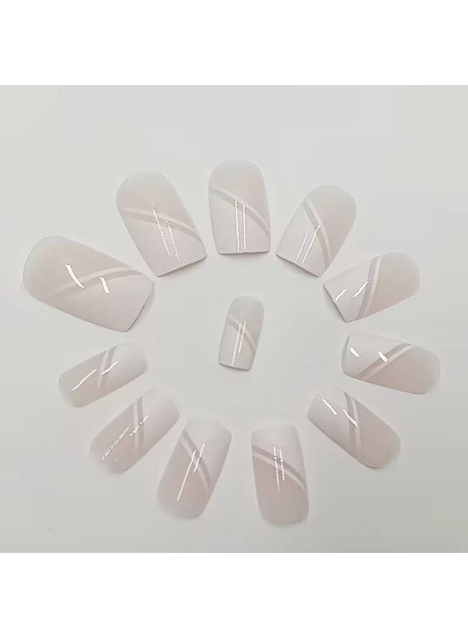 Goolsky 24 قطعة نصائح أظافر مزيفة مربعة نصف فرنسية بيضاء نقية مع لاصق هلامي ومبرد أظافر، أظافر دي آي واي، أظافر بأسلوب فرنسي، أظافر مزينة بالأحجار الكريمة، أظافر ضغط عالية الجودة، أظافر سهلة التطبيق، أظافر لاصقة، أظافر صناعية، عشاق الأظافر - Image 5