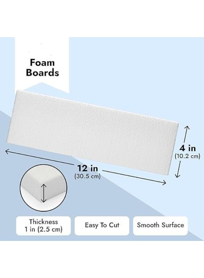 كرافت ماجيك مجموعة 8 قطع من كتل الفوم الحرفية 12×4×1 بوصة | مستطيلات بيضاء من البوليسترين ستيروفوم / ثيرموكول للنحت الفني، النمذجة، الحرف اليدوية، تنسيقات الزهور والمشاريع المدرسية - Image 3