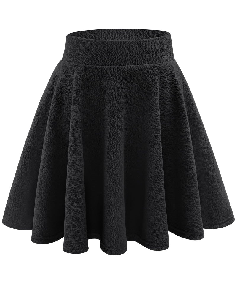 Stelle Women's Casual Skort with Shorts Basic Versatile Stretchy Flared Pleated Skater Mini Skirts (Black, L) - Image 1