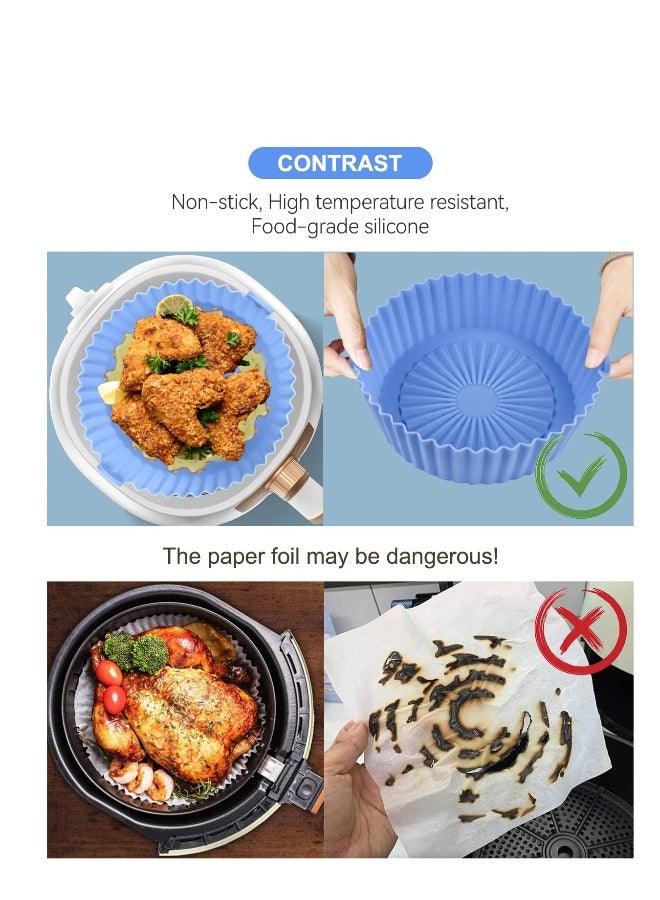 Reusable Non-Stick Silicone Air Fryer Pot Set - 3 Pcs Parchment Paper Liners for Baking, Roasting, and Microwave Use - Perfect for Air Fryers and Ovens - Image 4