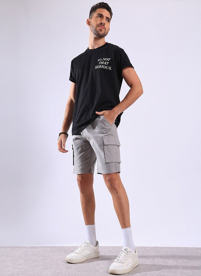 Hence Men Cargo Relaxed Fit Shorts in Grey with 6 Pockets - Image 5