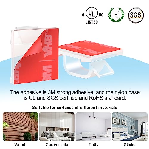 XHF 60 PCS XHF 3/4” Adhesive Cable Wire Clips Clear, Cable Staples Outdoor Cable Management Wire Organizer Cord Holder for Under Desk, Car, Wall, TV PC Ethernet Cable WCL7-clear-60p - Image 3