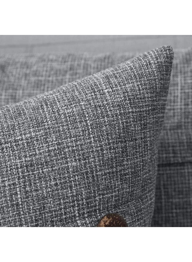 MIULEE MIULEE Set of 2 Decorative Linen Throw Pillow Covers Cushion Case Triple Button Vintage Farmhouse Pillowcase for Couch Sofa Bed 18 x 18 Inch 45 x 45 cm Dark Grey - Image 2