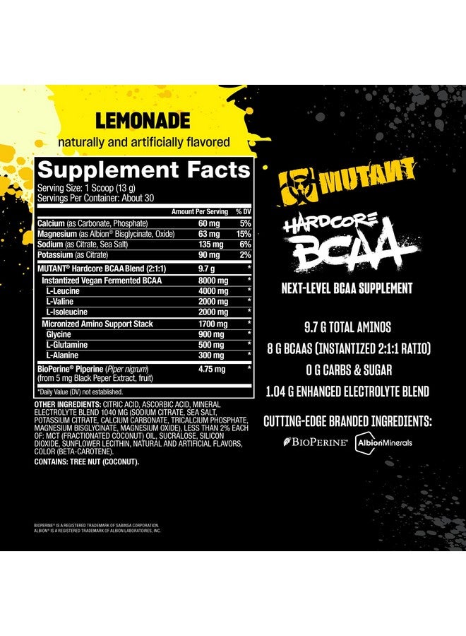 Mutant Hardcore BCAA - Pre, Intra or Post Workout - BCAA Next Level branched-Chain Amino Acids Supplement - Hydration + Recovery - 30 Serving - Lemonade - Image 5