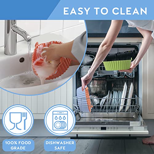 PureBake Silicone Air Fryer Liner Pack of 2 - Air Fryer Silicone Liners Basket Round, Reusable Baking Tray Cooking Oven Accessories for 3.5 to 5.5 Quart Air Fryers - (Top 7in - Bottom 5.5in) - Image 2