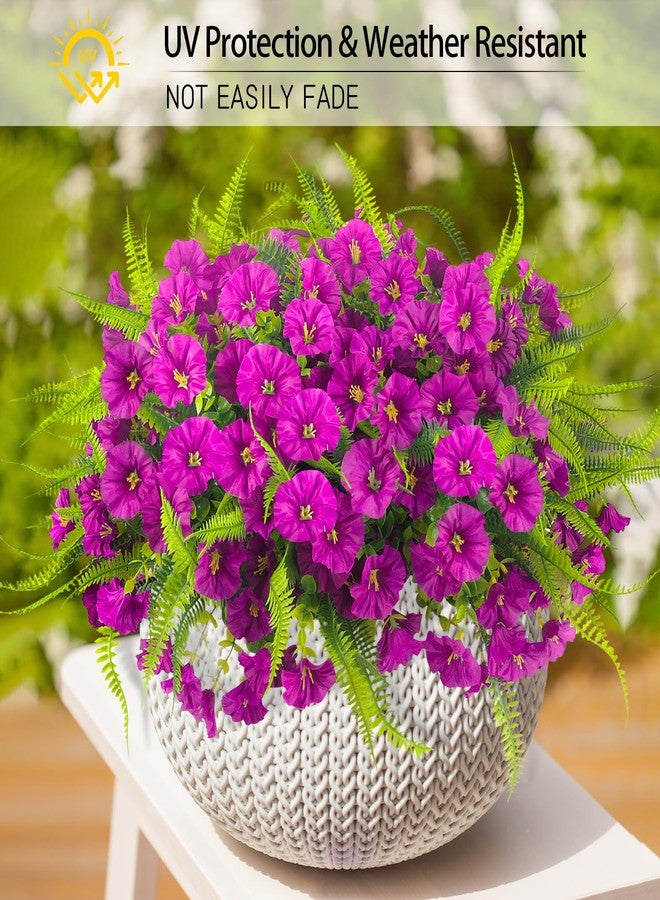 HIAGROW 12 Bundles Fake Flowers Paired with Fern, Magenta Artificial Flowers for Outdoors UV Resistant Shrubs Faux Flowers for Indoor Outdoor Decorations - Image 2