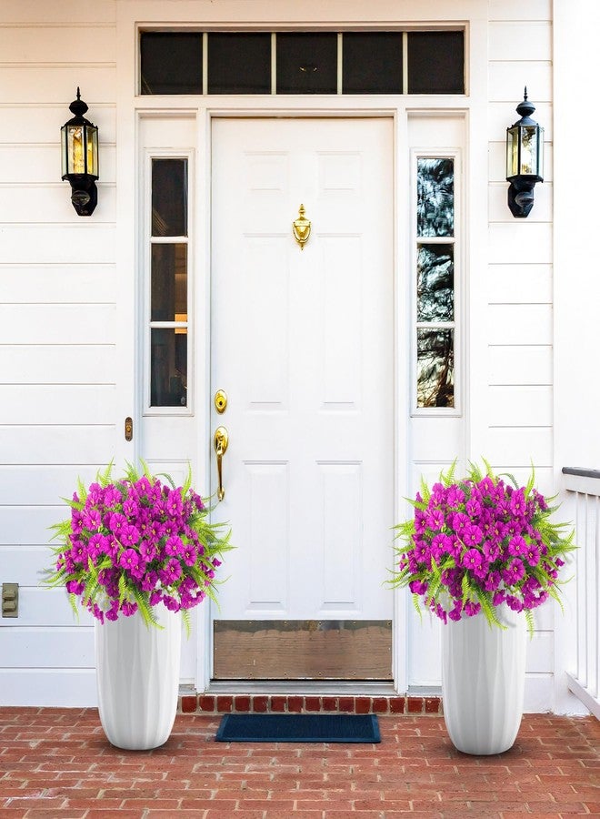 HIAGROW 12 Bundles Fake Flowers Paired with Fern, Magenta Artificial Flowers for Outdoors UV Resistant Shrubs Faux Flowers for Indoor Outdoor Decorations - Image 3