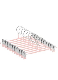 LYNLYN Pants Hangers,10 Pack Adjustable Skirt Hangers Metal Pants Hangers, Heavyduty, Non Slip Slimline, Space-Saving Skirt Holders with 360 ° Swivel Hooks, Adjustable Clips, Trouser Hangers  - Image 1