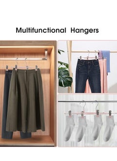 LYNLYN Pants Hangers,10 Pack Adjustable Skirt Hangers Metal Pants Hangers, Heavyduty, Non Slip Slimline, Space-Saving Skirt Holders with 360 ° Swivel Hooks, Adjustable Clips, Trouser Hangers  - Image 2