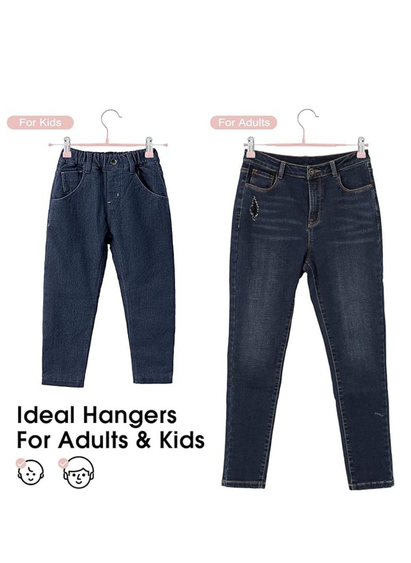 LYNLYN Pants Hangers,10 Pack Adjustable Skirt Hangers Metal Pants Hangers, Heavyduty, Non Slip Slimline, Space-Saving Skirt Holders with 360 ° Swivel Hooks, Adjustable Clips, Trouser Hangers  - Image 4
