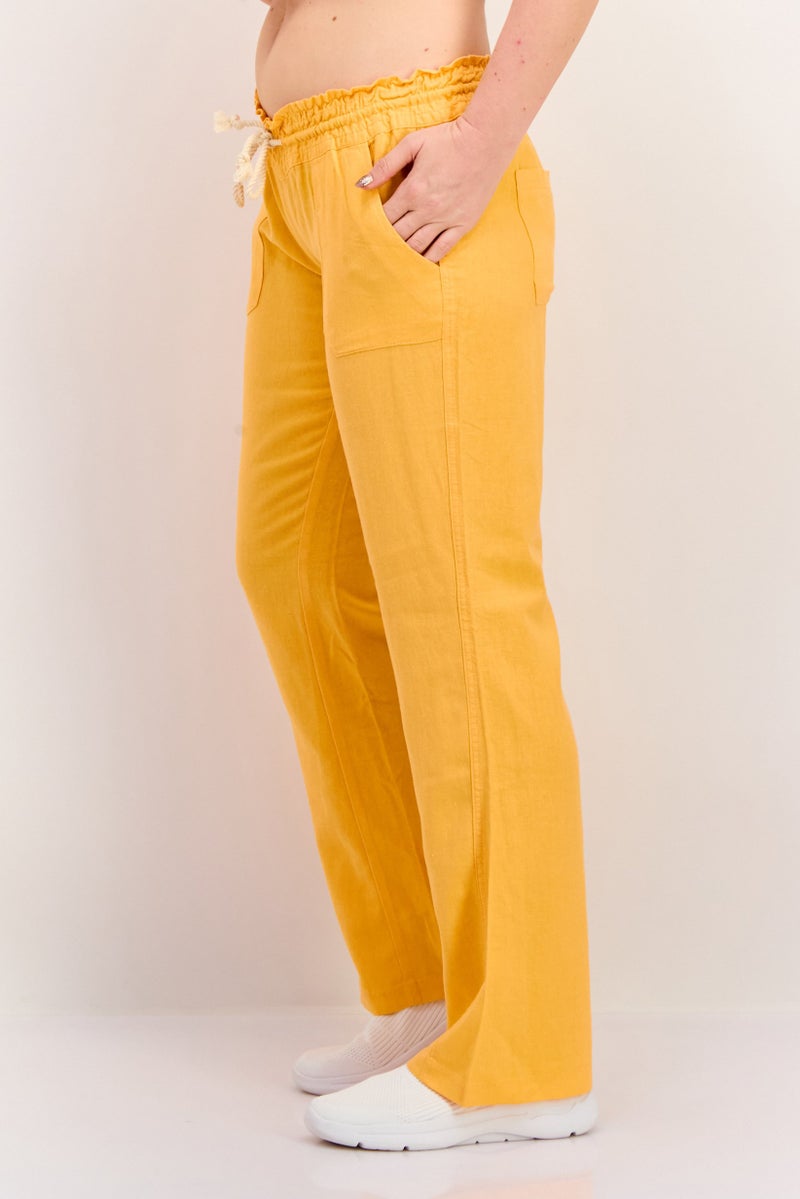 Roxy Women Wide Leg Drawstring Pants, Orange  - Image 4