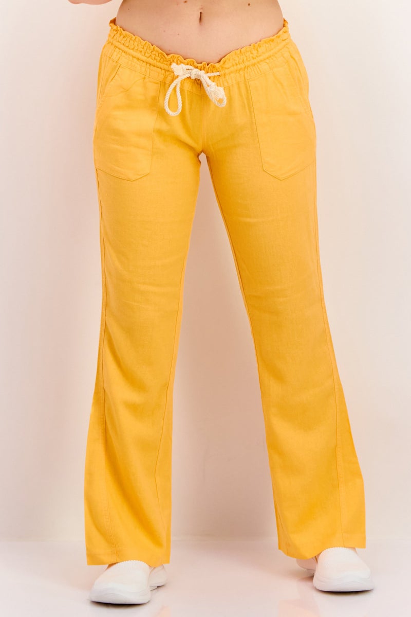 Roxy Women Wide Leg Drawstring Pants, Orange  - Image 1