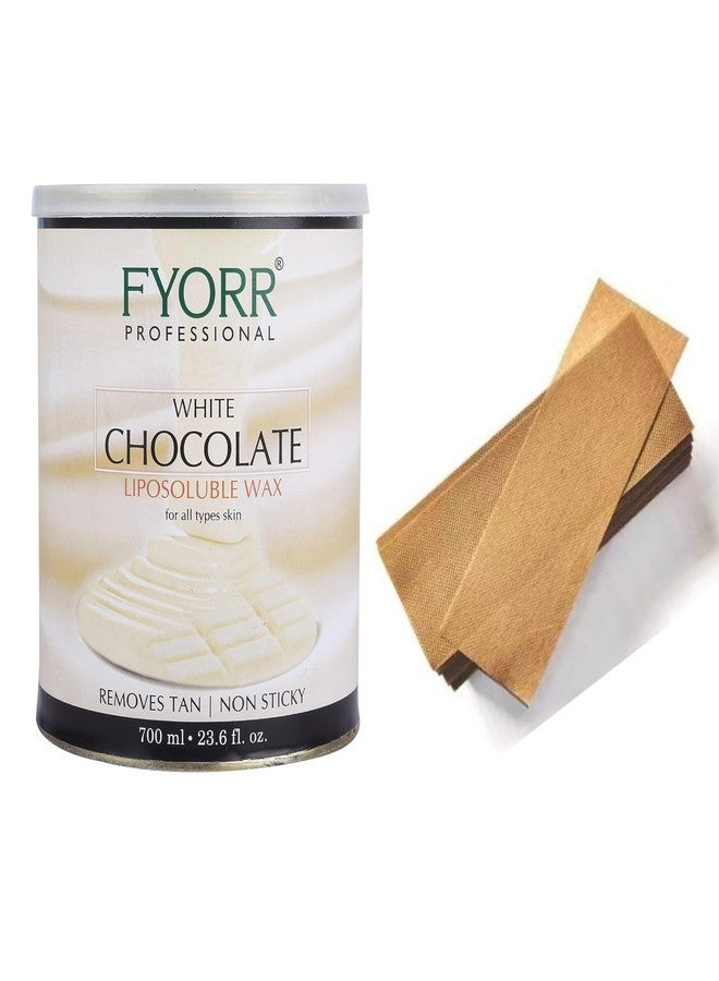 FYORR No Redness Liposoluble Milk Body Wax Less Painful Hair N Tan Removal Wax With 70 Brown Strips For All Skin Type (Milk Wax) (White Chocolate) (700ML) - Image 1