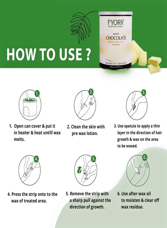 FYORR No Redness Liposoluble Milk Body Wax Less Painful Hair N Tan Removal Wax With 70 Brown Strips For All Skin Type (Milk Wax) (White Chocolate) (700ML) - Image 4