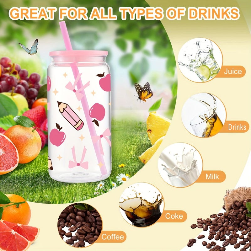 1pc 16oz 500ml Green Plastic Mason Cup With Lid And Straw For Iced Coffee Summer Party Thank You Employee Appreciation Graduation Gift - Image 2