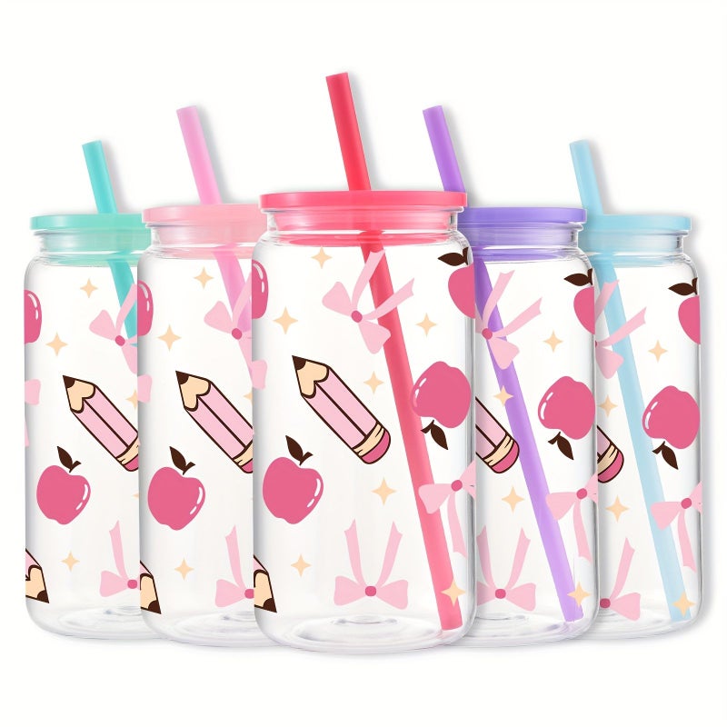 1pc 16oz 500ml Green Plastic Mason Cup With Lid And Straw For Iced Coffee Summer Party Thank You Employee Appreciation Graduation Gift - Image 1