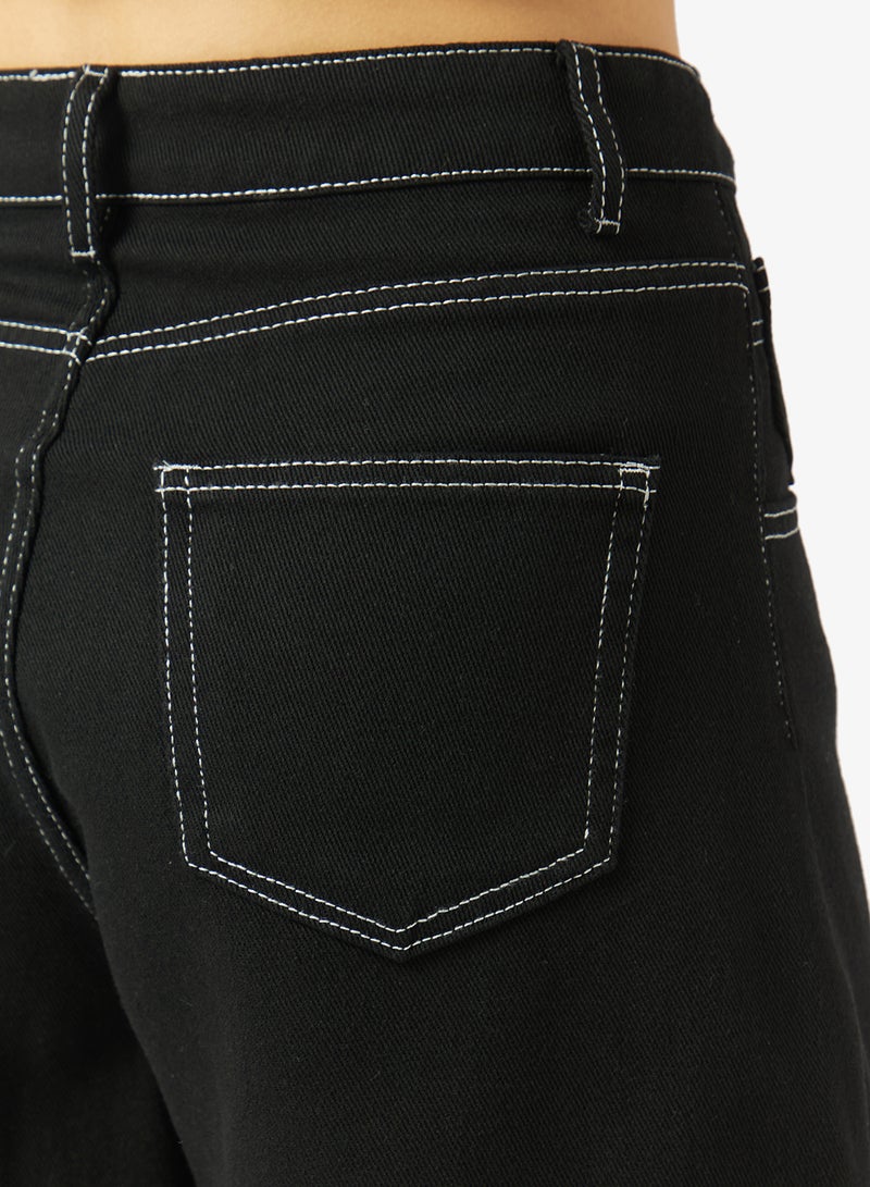 Ginger Wide Leg Denim Shorts With Contrast Stitch - Image 5