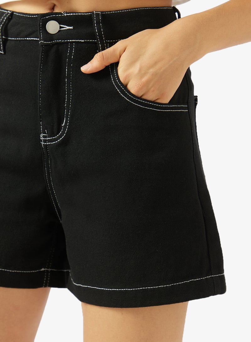 Ginger Wide Leg Denim Shorts With Contrast Stitch - Image 4