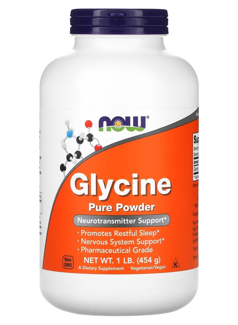 now Glycine, Pure Powder, 1 lb (454 g) - Image 1