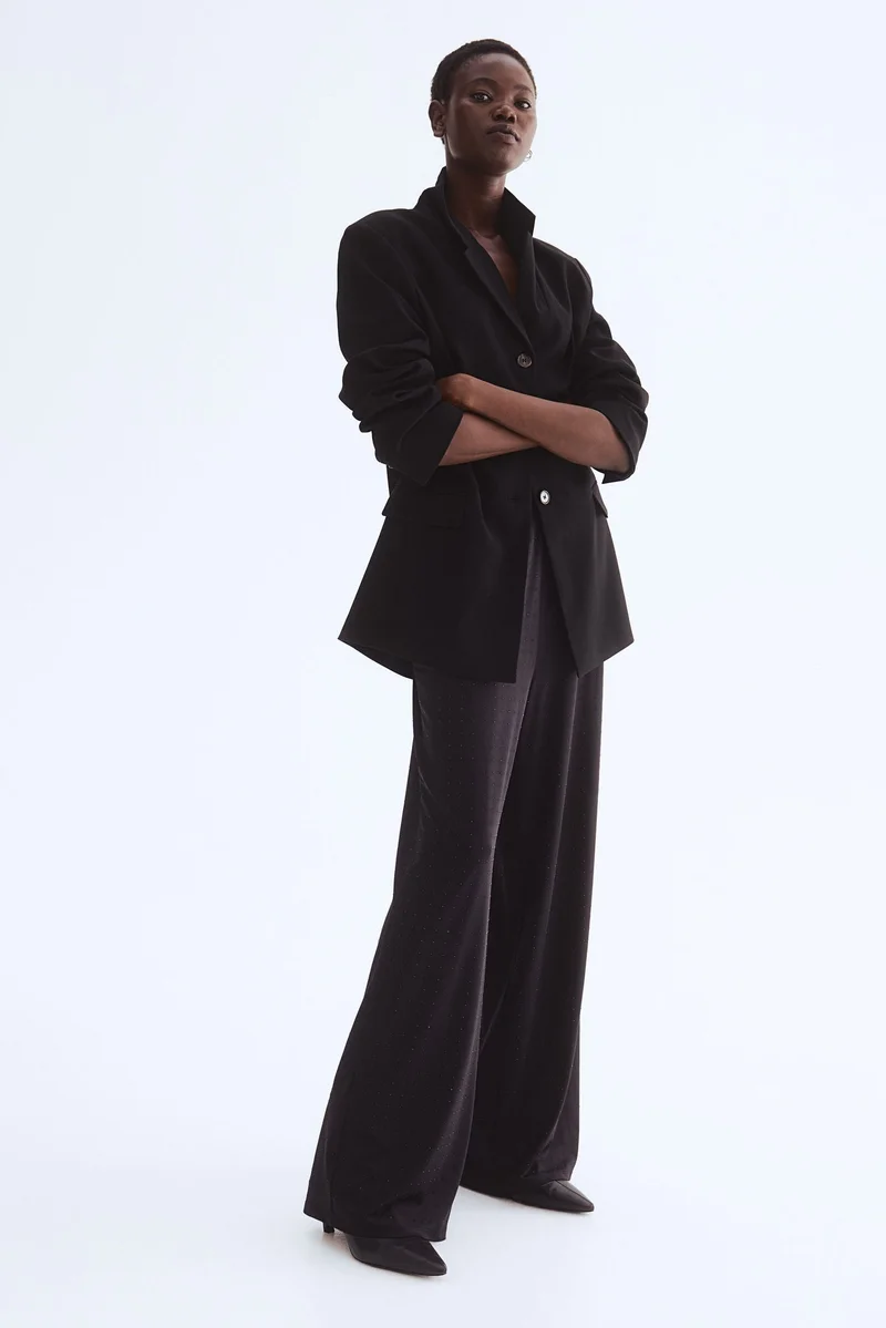 H&M Rhinestone-embellished jersey trousers