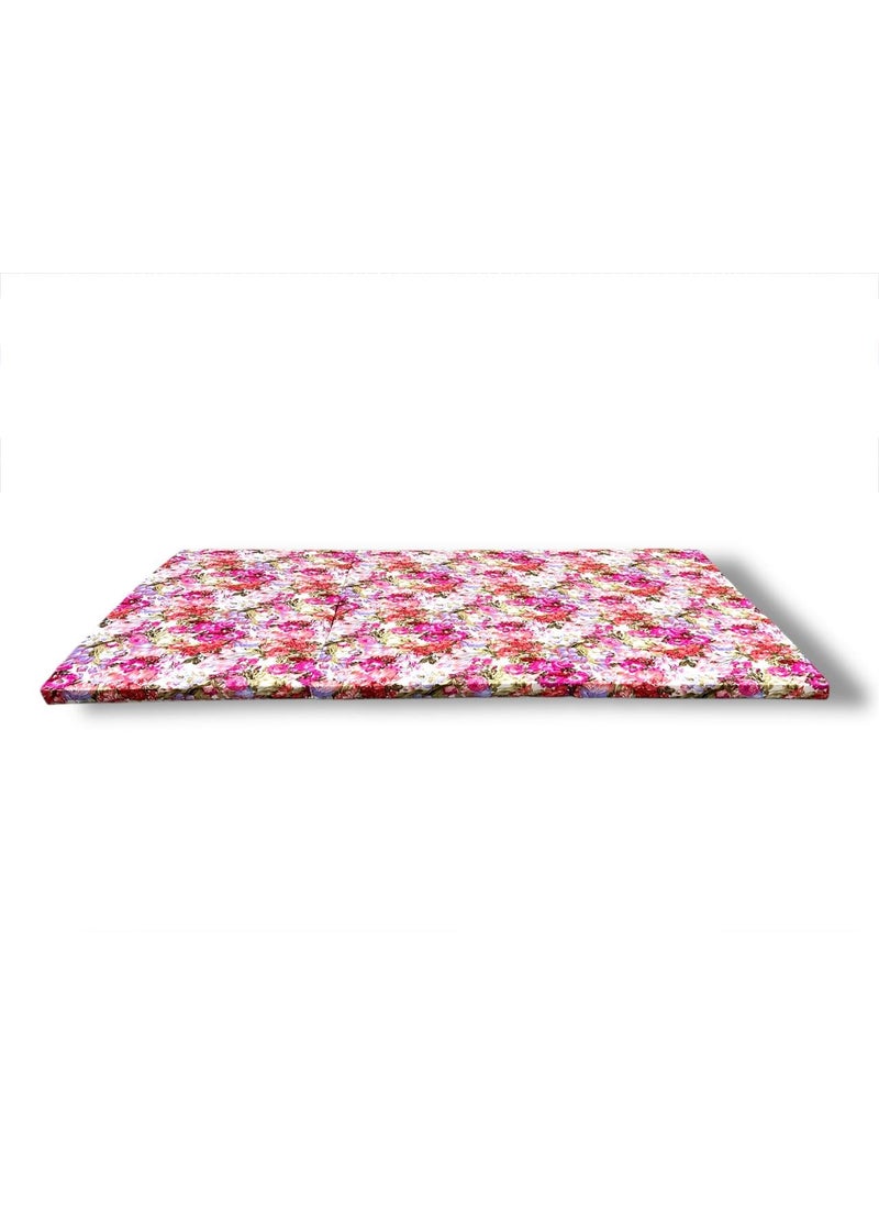 ATOOTFUSION - ATOOTFUSION 3 Fold Foldable Floor Mattress Foldable Portable Sleeping Paradise Floral Red EPE Foam Bed Mattress 72X35X2 Inches - Image 1
