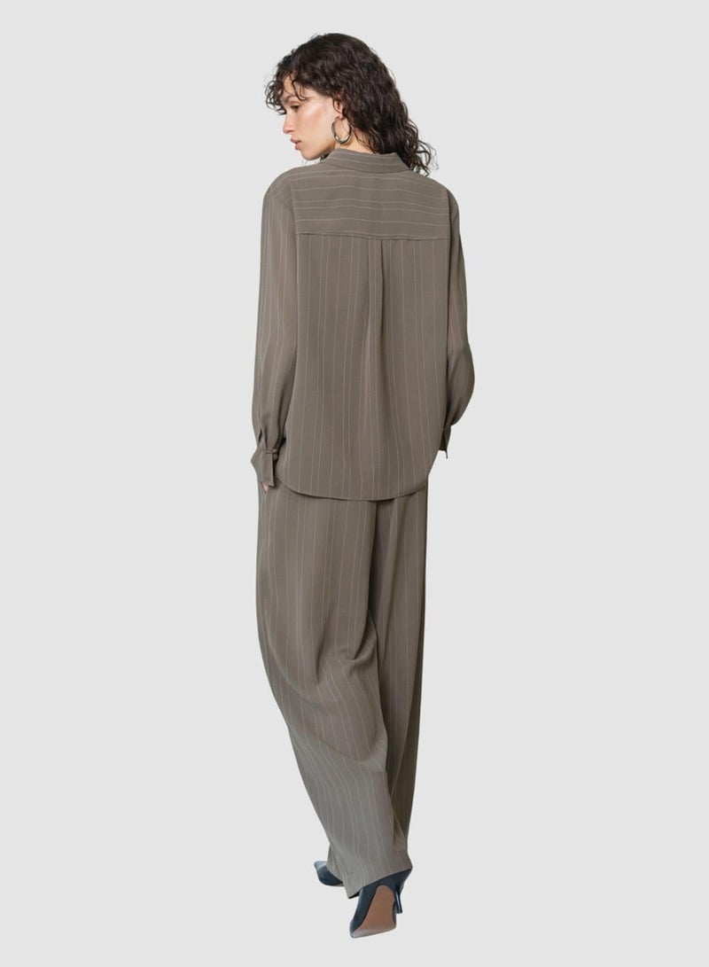 French Connection Erma Pinstripe Contrast Yoke - Image 2