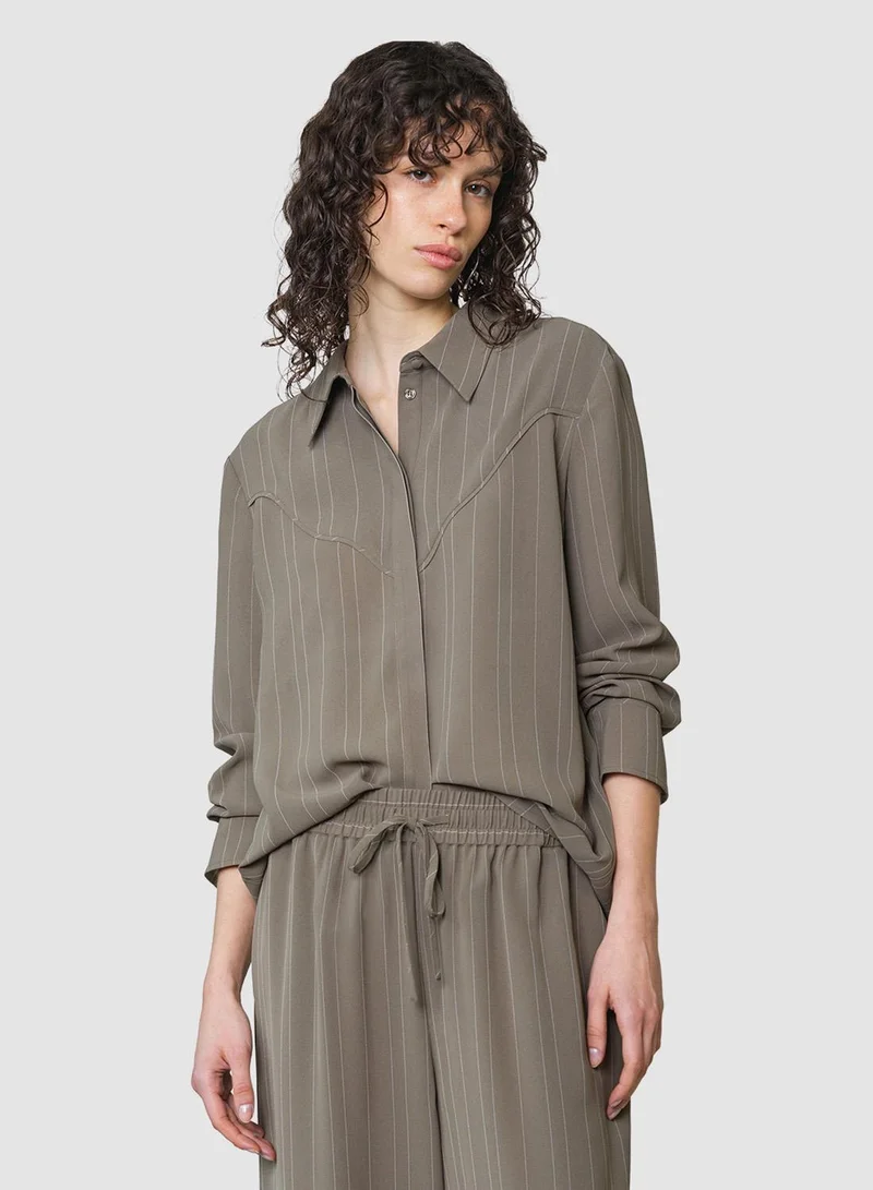 فرنش كونكشن Erma Pinstripe Contrast Yoke