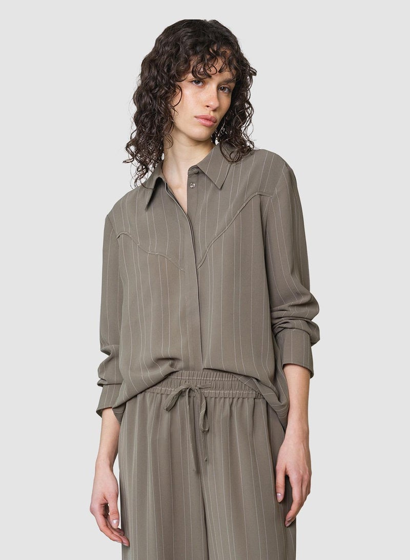 French Connection Erma Pinstripe Contrast Yoke - Image 1