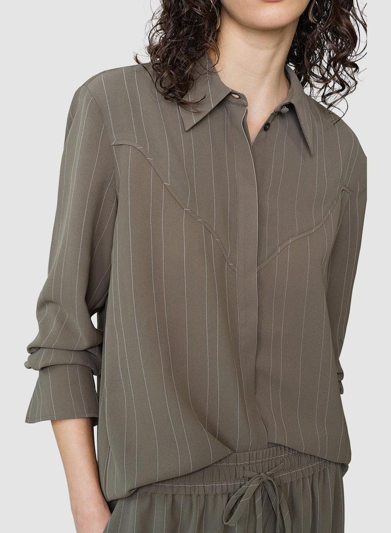 French Connection Erma Pinstripe Contrast Yoke - Image 4