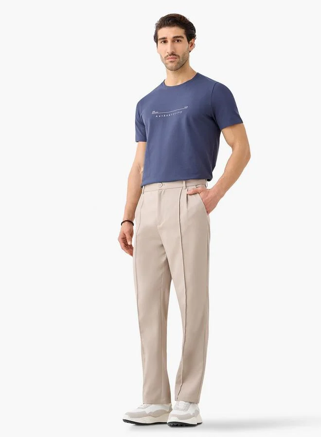 Iconic Iconic Printed T-shirt with Round Neck and Short Sleeves