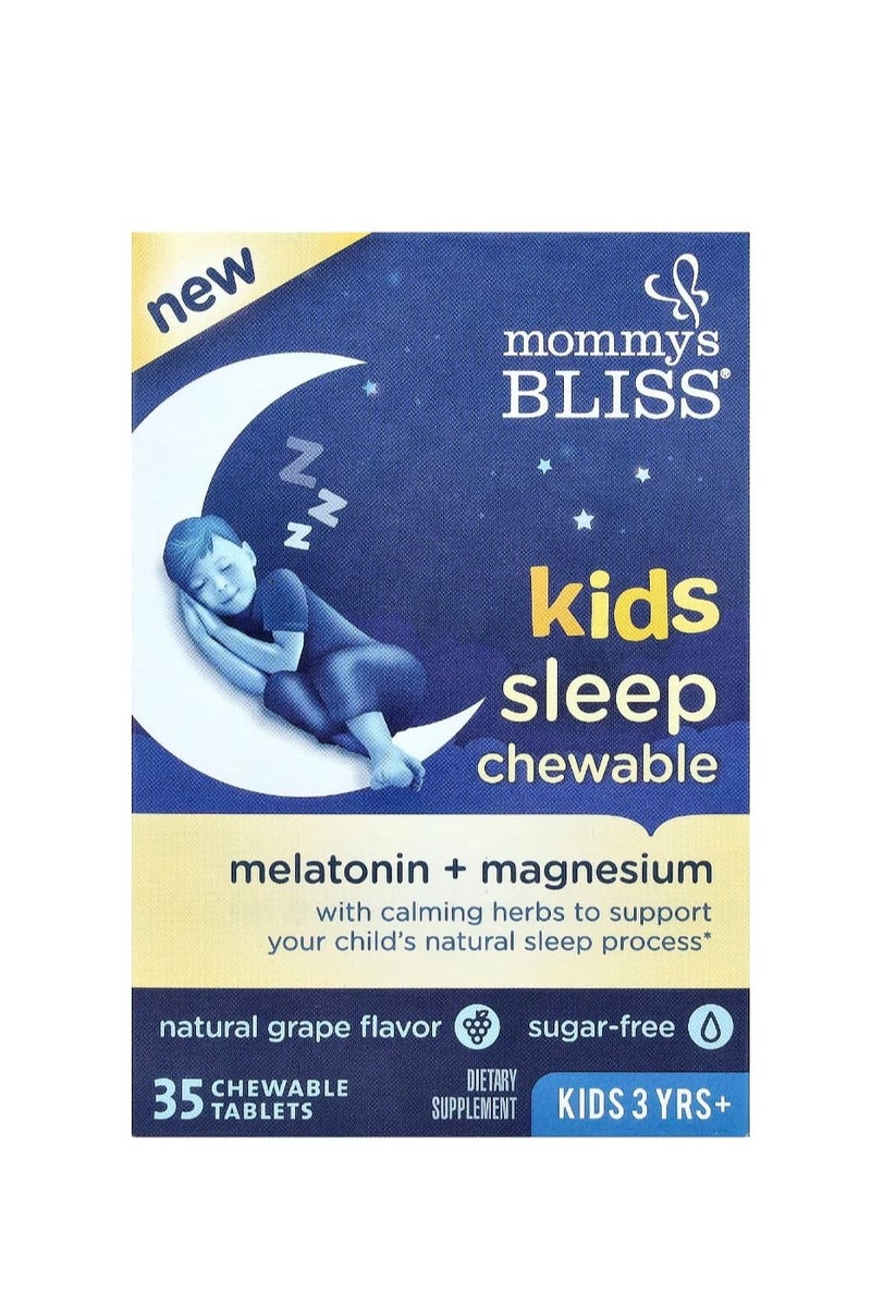 Mommy's Bliss Children's Chewable Tablets Melatonin + Magnesium 3 Years and Up Natural Grape 35 Chewable Tablets - Image 1