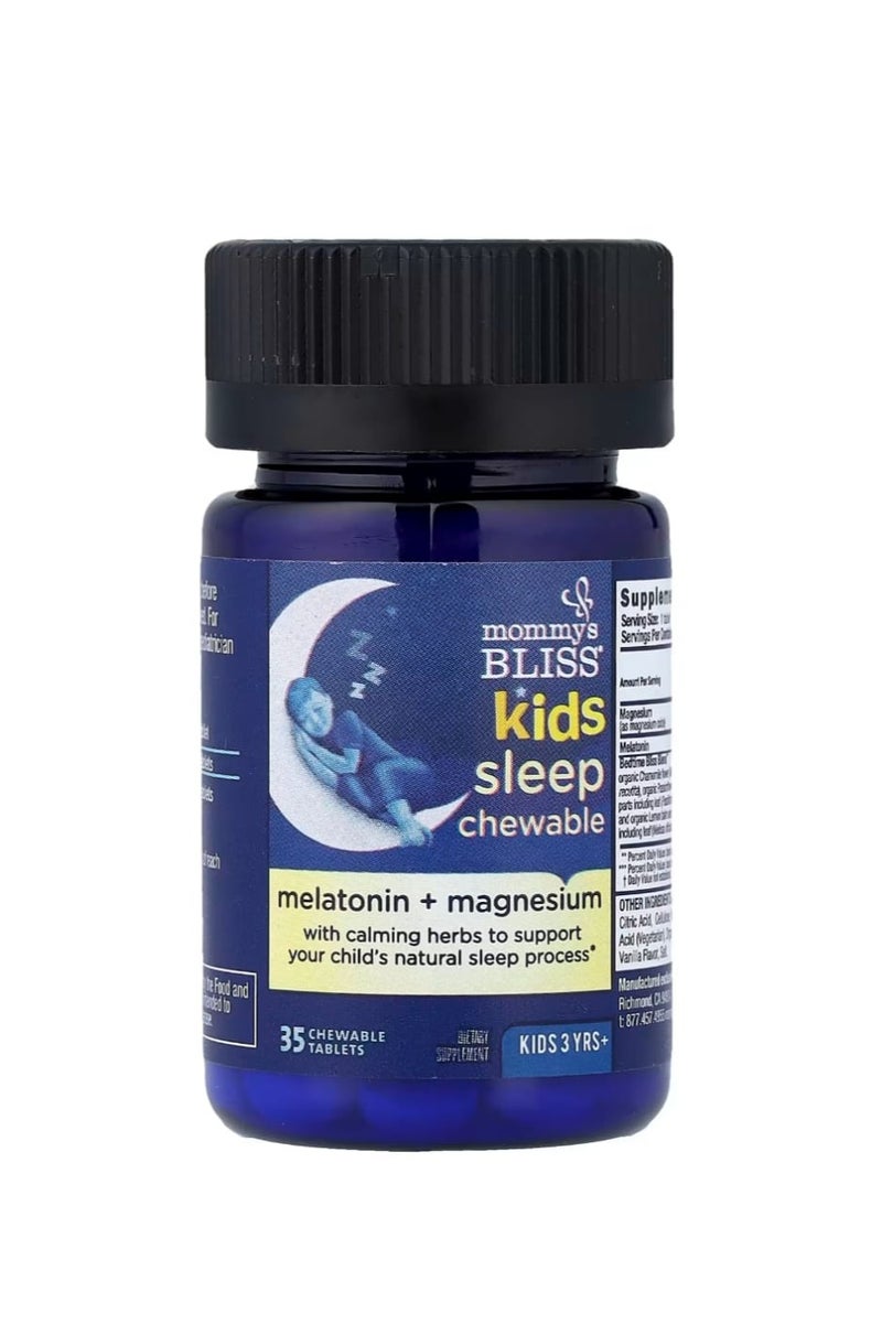 Mommy's Bliss Children's Chewable Tablets Melatonin + Magnesium 3 Years and Up Natural Grape 35 Chewable Tablets - Image 2