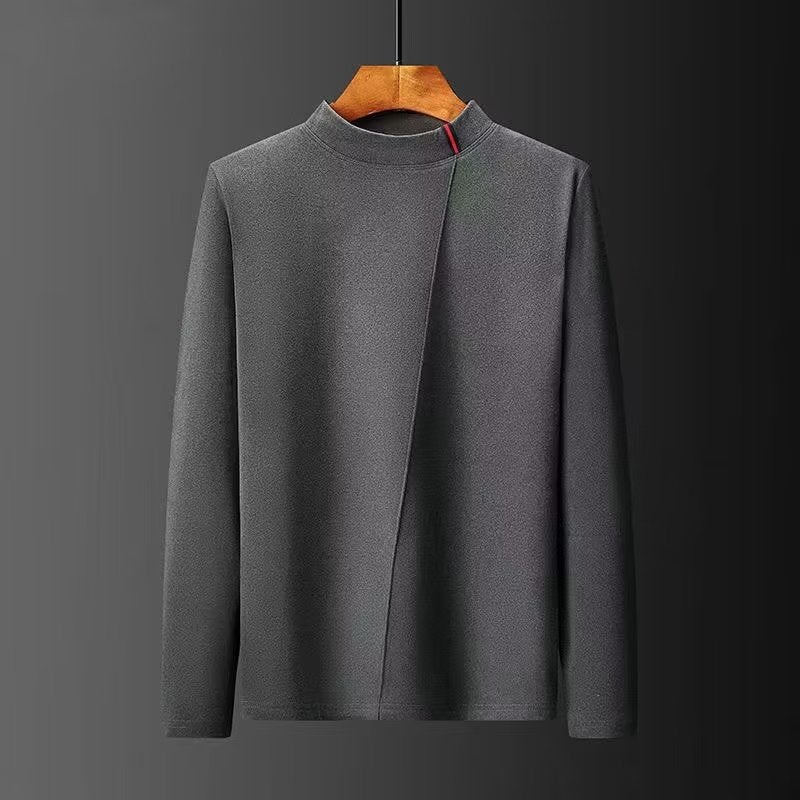 Mens Thermal Long Sleeve Turtleneck Velvet T-Shirt Dark gray  - Image 1